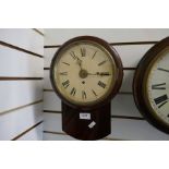 A 19th Century mahogany drop dial wall clock with alarm having 8 inch dial