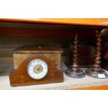 Collectables to include pair of barley twist candlesticks, mahogany chemist box, desk stand, etc
