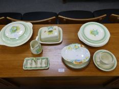 A quantity of Clarice Cliff Honeydew china and two other Clarice Cliff items