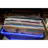 Two boxes of vinyl LPs from various genres including 60s and 70s