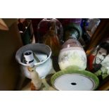 Large quantity of modern glassware, games, lamp, Doll under dome, pictures and mirrors
