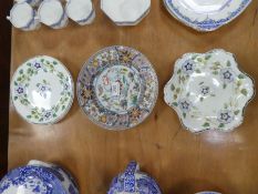 A pair of Chinese floral plates and a small quantity of 19th century Wedgwood plates and dishes deco