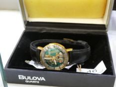 A boxed Gent's Bullova Accutron skeleton wristwatch