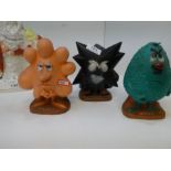 Three 1960's Semco for Hoover vinyl promotional advertising figures, Fluff, Grit and Dust