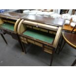 A pair of similar mahogany and birds eye maple reproduction bureau