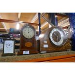 Matthew Norman carriage clock and two mahogany inlaid mantel clocks