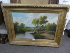 A pair of late 19th / early 20th century oil paintings of landscapes, signed H Wilkes, 75 x 49 cms