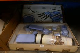 Vintage Isovac picnic suitcase and contents
