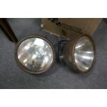 A pair of original Brass and Copper car headlights, from a BENTLEY, circa 1920's