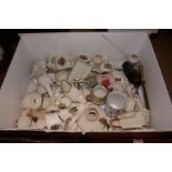 Selection of crested chinaware, military compass, etc