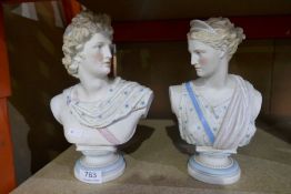 Pair of Continental Grecian busts