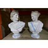 Pair of Continental Grecian busts