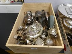 A small box of silver plated items and similar