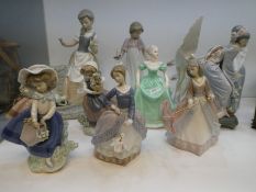 A quantity of Lladro and Nao figurines (10) and a Coalport figure of Henrietta