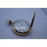 9ct yellow gold Full Hunter pocket watch with 9ct case and dust cover, all marked 375, case marked 9