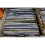 Two boxes of vinyl LP records including Bondie, Elvis, Diana Ross, Status Quo, etc