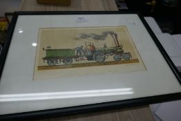 Jiri Bouda, a Russian pencil signed print of locomotive Columbus, 6/150 dated 89