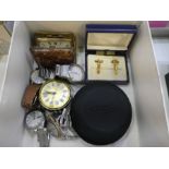 A box containing various gent's wristwatches, including Seiko, Citizen, etc
