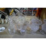 Quantity of cut crystal including 2 pairs of vases, drinking glasses, etc