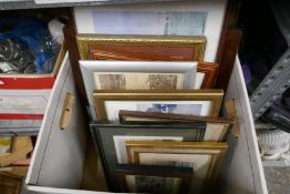 box of framed pictures and prints
