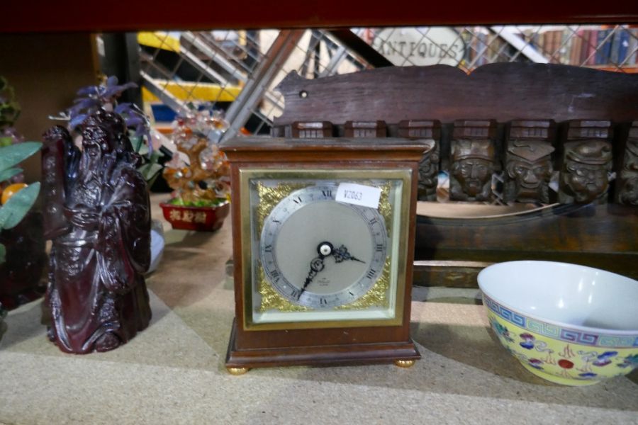 A wooden pipe rack, mantle clock and some 21st Century Chinese ceramics - Image 2 of 3