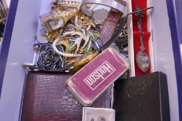 Box vintage costume jewellery watches, lighters, etc