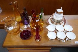 Nine Whitefriars glass items and a small quantity of Duchess teaware
