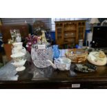 Mixed collectables including a cut glass biscuit barrel and three large keys