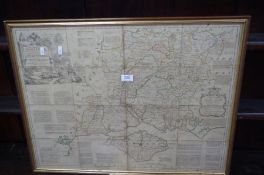 Thomas Kitchin; an 18th Century folding map of Hampshire painted for Carrington Bowles, with origina