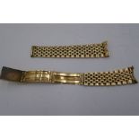 18ct yellow gold watch strap, possibly Omega, marked 750, 41.6g approx