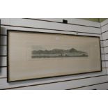 Three 19th century panoramic coloured prints of Hong Kong views of ships and boats in landscape, eac