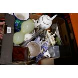 A box of mixed ceramics and glass incl. Lurpak collectables etc