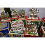 Lemax; Nine various Christmas Model displays to include 'Public Library', 'Coffee Shop' and 'Handels