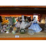 A set of figurines incl. Nao, Doulton, Goebels, birds, paperweights etc