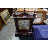 An old mantel clock and a box of plated cutlery, by 'Oneida'