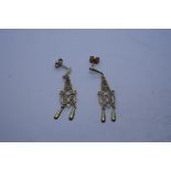 Pair of 9ct fancy drop earrings, marked 375, 1.9g approx