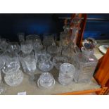 A mixed set of cut glass incl. Decanters, water jugs, glasses etc