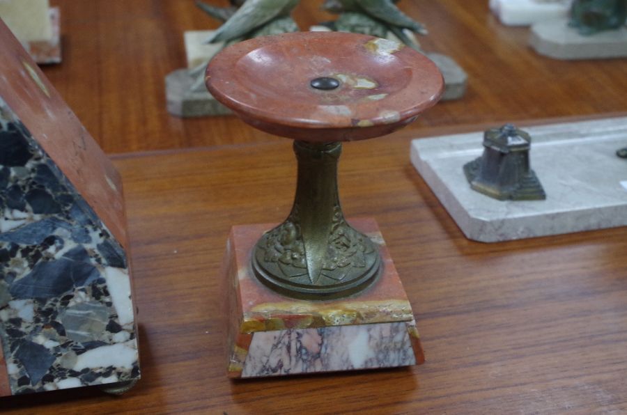 A French marble Art Deco clock garniture, the clock decorated seated nude beside Swan - Image 4 of 11