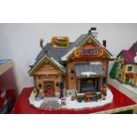 Lemax; 9 various Christmas displays, 'A Snowball Fight' and a postbox