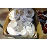 A box of china including Royal Doulton Windermere and Royal Worcester Evesham