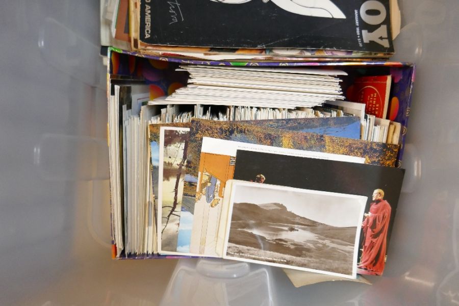 A selection of ephemera including some vintage Playboy magazines, a boxed collection of postcards, a - Image 2 of 3