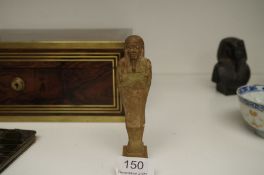 An Egyptian Shabti of Osiris, labelled on base 'Osiris 4th B.C', figurine height 12cms