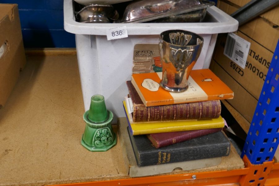 A mixed set of silver plate ceramics incl. Poole Pottery and some books - Image 2 of 3