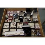 Large quantity of modern costume jewellery to incl silver bangle, pendant and earring sets, brooches