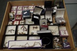 Large quantity of modern costume jewellery to incl silver bangle, pendant and earring sets, brooches