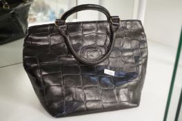 Mulberry; a black leather crocodile style handbag