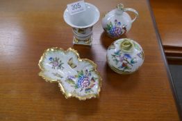 Four items of Herend china, decorated with butterf