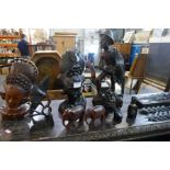 A quantity of African carved items and similar