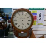 Vintage mahogany cased wall clock with L.N.E.R. 1379 marked on dial