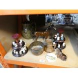 A set of various collectables including Beswick Horses, Studio pottery and thimbles etc